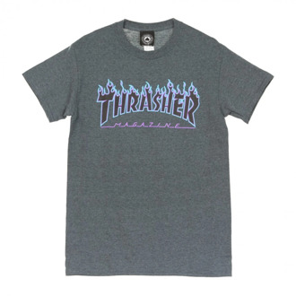 Thrasher t-shirt man vlam T-shirt Thrasher , Gray , Heren - XL