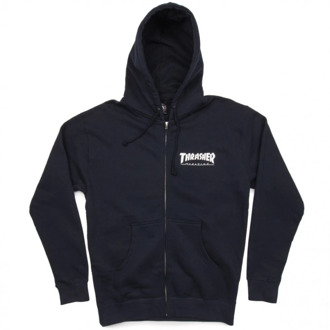 Thrasher Zip -logo sweatshirt met capuchon Thrasher , Blue , Heren - Xl,M