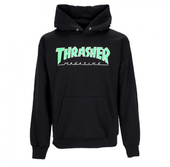 Thrasher Zwart/Groen Outlined Hoodie Streetwear Thrasher , Black , Heren - Xl,L,M,S