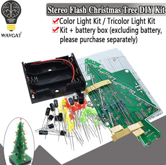 Three-Dimensional 3D Christmas Tree LED DIY Kit Red/Green/Yellow RGB LED Flash Circuit Kit Electronic Fun Suite