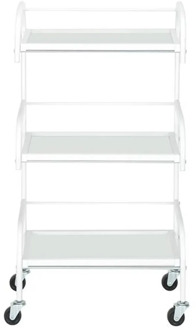 Three-Layer Beauty Tool Cart With Glass White 4 Wheels Hair Salon Instrument Storage Cart