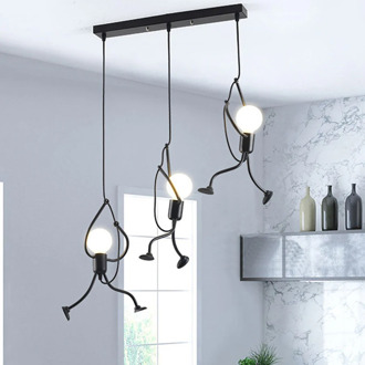 Thrisdar E27 Nordic Little Man Pendant Lights Climbing Man Pendant Lamp Cartoon Pendant Hanging Lamp Metal Cord Pendant Lamp