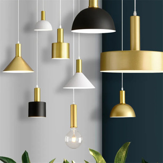 Thrisdar Modern Metal Pendant Lights Gold/White/Black Lampshade Pendant Lamp Living Room Cafe Bar Hanging Lamp Led E27