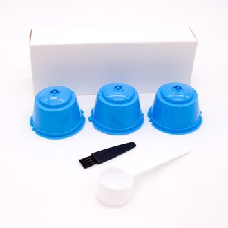 Thuis 3x Hervulbare Koffie Capsule Cup Voor Dolce Gusto Nescafe Herbruikbare Filter Set Pod Blauw