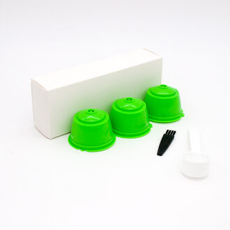 Thuis 3x Hervulbare Koffie Capsule Cup Voor Dolce Gusto Nescafe Herbruikbare Filter Set Pod Groen