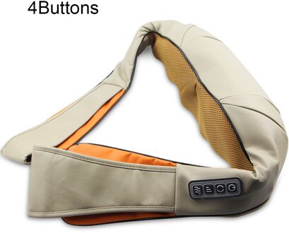 Thuis/Auto U Vorm Electric Shiatsu Nek Schouder Body Massager Multifunctionele Infrarood Kneden Therapie Schouder Massagem 4 keys beige