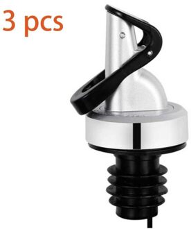 Thuis Automatische Olijfolie Spuit Liquor Dispenser Rubber Wijn Pourers Flip Top Drink Rode Wijn Stop Keuken Tool Bar Accessoire zilver 3 stk