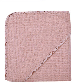 Thuis badhanddoek met kap oude roos 80 x 80 cm Roze/lichtroze - 80x80 cm