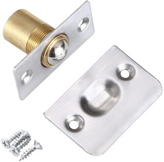 Thuis Badkamer Doorstop Met Strike Plate Rvs Vergrendelingen Closet Deur Ball Catch Keuken Verstelbare Size Roest Proof 2 Pack / Zilver