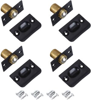 Thuis Badkamer Doorstop Met Strike Plate Rvs Vergrendelingen Closet Deur Ball Catch Keuken Verstelbare Size Roest Proof 2 Pack / zwart