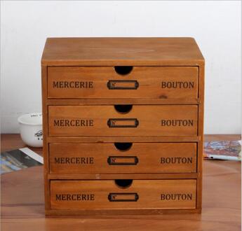 Thuis Cosmetische Opbergdoos Houten Opbergdoos Lade 4 Lade Organizer Kantoor Make Up Opslag Briefpapier Geval