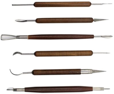 Thuis DIY 6PC Aardewerk Gereedschap Houten Handvat Polymeer Klei Modeling Tools Wax Carving Beeldhouwen Tool Set Keramische Levert Producten