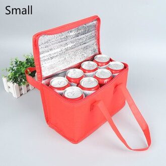 Thuis Draagbare Lunch Koeltas Vouwen Isolatie Picknick Ijs Voedsel Thermische Zak Drinken Carrier Geïsoleerde Voedsel Levering Zak rood kleine maat