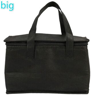 Thuis Draagbare Lunch Koeltas Vouwen Isolatie Picknick Ijs Voedsel Thermische Zak Drinken Carrier Geïsoleerde Voedsel Levering Zak zwart groot Size