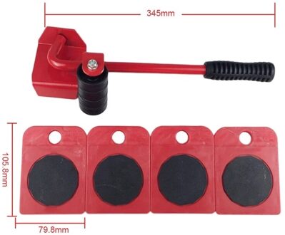 Thuis Eenvoudig Meubilair Lifter Mover Tool Set Zware Voeders Moving Gereedschap Wiel Bar Mover Apparaat Meubels Transport Tool rood