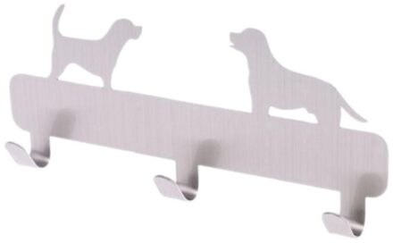 Thuis Hond Vormige Muur Kleding Stalen Rustieke Roestvrij Hanger Hat Haken Deur Badkamer Decor Jas Opknoping Sleutel Home 3 Keuken zilver