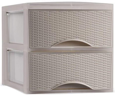 Thuis kantoor organizer ladeblok - 2 lades - 26 x 34,5 x 26 cm - opslag - Kunststof - Beige