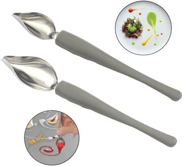Thuis Lepel Potlood Decoratie Draagbare Roestvrij Staal Saus Schilderen Anti-Slip Koffie Mini Keuken Chef Draw Gereedschap Accessoires