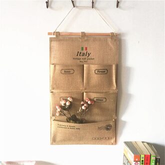 Thuis Linnen Katoen Multi-Zakken Muur Deur Doek Opknoping Opbergtas Organizer Save Tassen 2