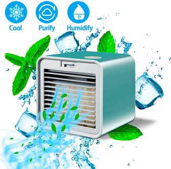 Thuis Mini Airconditioner Draagbare Multifunctionele Luchtbevochtiger Luchtreiniger Usb Desktop Air Cooler Personal Air Cooling Fan groen
