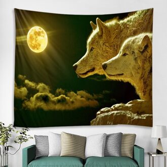 Thuis Moonwolf Afdrukken Muur Doek Opknoping Achtergrond Schilderij Tapijt Muur Woonkamer Decoratieve Tapijt 3 Size 200x150cm