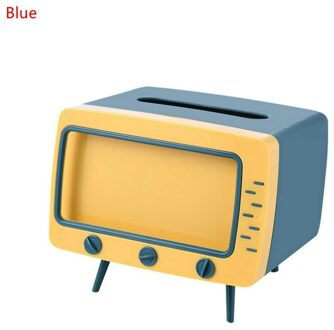 Thuis Multi-color Tv Tissue Doos Multifunctionele Desktop Pompen Doos Mobiele Telefoon Bekijken Beugel Woonkamer Opslag doos blauw