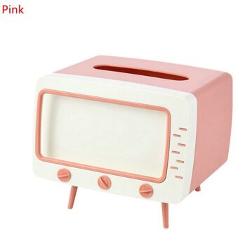 Thuis Multi-color Tv Tissue Doos Multifunctionele Desktop Pompen Doos Mobiele Telefoon Bekijken Beugel Woonkamer Opslag doos roze
