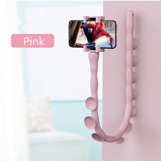 Thuis Muur Live Ondersteuning Leuke Rups Lui Beugel Mobiele Telefoon Desktop Fiets Auto Houder Worm Flexibele Zuignap Stand roze