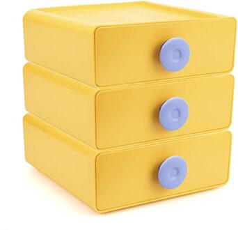 Thuis Officiële Nordic Stapelbaar Lades Desktop Opbergdoos Diversen Organizer Case Plastic Rack Leuke Cosmetica Container geel 3stk