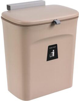 Thuis Opknoping Prullenbak Met Schuifdeksel Voor Keukenkast Deur Gemonteerd 9L bruin