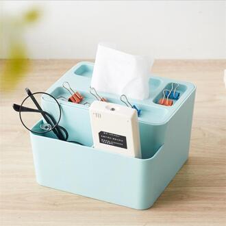 Thuis Plastic Desktop Papieren Handdoek Opbergdoos Kantoor Multifunctionele Woonkamer Afstandsbediening Badkamer Puin Opbergdoos lucht blauw