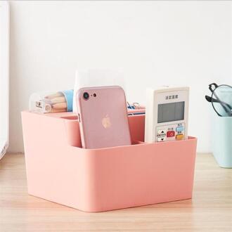 Thuis Plastic Desktop Papieren Handdoek Opbergdoos Kantoor Multifunctionele Woonkamer Afstandsbediening Badkamer Puin Opbergdoos Roze