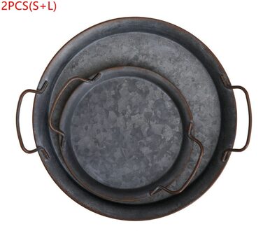 Thuis Retro Metalen Plaat Handgemaakte Ronde Smeedijzeren Vintage Brood Lade 1stk S en 1stk L