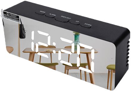 Thuis Slaapkamer Woonkamer Oplaadbare Nachtkastje Muziek Klok Led Spiegel Wekker Sound Activated Klok #40