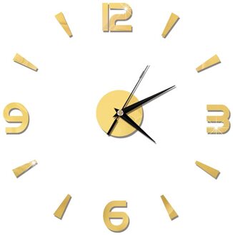 Thuis Wandklok 3D Diy Acryl Spiegel Stickers Voor Thuis Decoratie Woonkamer Quartz Naald Zelfklevende Opknoping Horloge goud