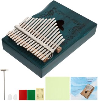 Thumb Piano 17 Keys Houten Kalimba Mbira Beginner Vinger Instrument blauw
