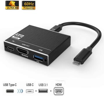 Thunderbolt 3 Type C Naar Usb 3.0 Hdmi-Compatibele Hub 2.0 Adapter 4K 60Hz 30Hz 100W Pd Poort Voor Macbook Pro/Air/Huawei Mate
