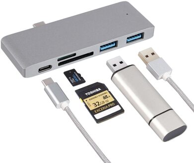 Thunderbolt 3 Usb Type C Hub Voor Macbook 12 Inch USB-C Dock Adapter Met Micro Sd/Tf Reader Slot voor Mac Book Pro Usb C Hub