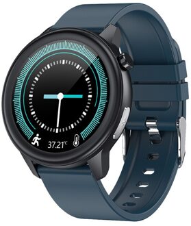 Ti Chip Smart Horloge E80 Mannen Vrouwen Temperatuur Meting IP68 Waterdichte Ppg + Ecg Hartslagmeter Fitness Tracker Smartwatch zwart blauw silica