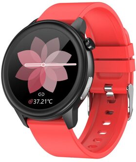 Ti Chip Smart Horloge E80 Mannen Vrouwen Temperatuur Meting IP68 Waterdichte Ppg + Ecg Hartslagmeter Fitness Tracker Smartwatch zwart rood silica