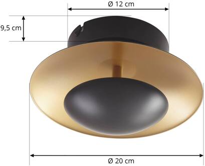 Tiama LED plafondlamp metaal zwart goud zwart, goud