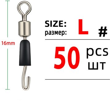 Tiannsii 50 Stks/partij Ball Bearing Swivel Solid Ringen Vissen Connector Oceaan Boot Vissen Haken Quick Fast Link Connector Size L