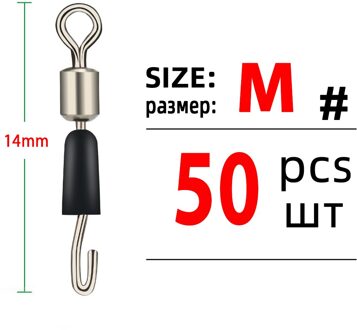 Tiannsii 50 Stks/partij Ball Bearing Swivel Solid Ringen Vissen Connector Oceaan Boot Vissen Haken Quick Fast Link Connector Size M
