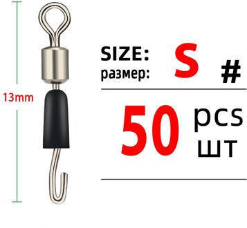 Tiannsii 50 Stks/partij Ball Bearing Swivel Solid Ringen Vissen Connector Oceaan Boot Vissen Haken Quick Fast Link Connector Size S