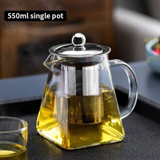 Tianxi 950Ml Glas Theepot Vierkante Hittebestendig Borosilicaatglas Theepot Met Thee Zetgroep Filter Melk Bloem Thee Pot 550ML