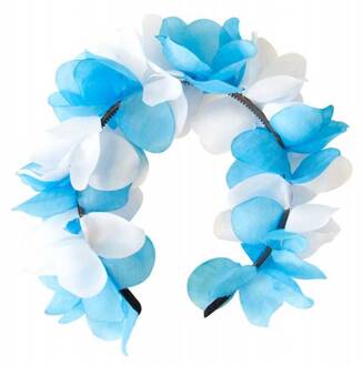 Tiara Bloemen Dames Blauw/wit One-size