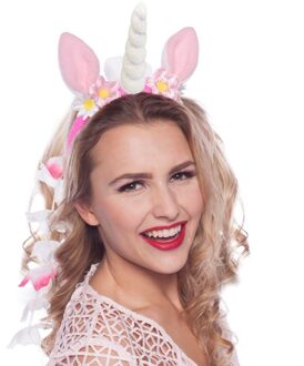 Tiara Eenhoorn Dames Polyester Wit/roze 2-delig
