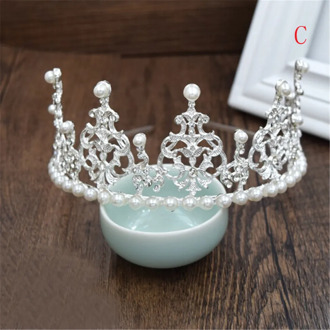 Tiaras And Crowns With Gold Color Kids Girls Mini Round Hair Jewelry Accessories Pageant Prom Princess Tiara Crown