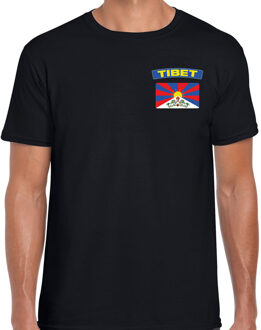 Tibet landen shirt met vlag zwart voor heren - borst bedrukking L