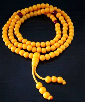 Tibetaans Boeddhisme 108 Hars Gebed Bead Mala Ketting oranje 6mm beads